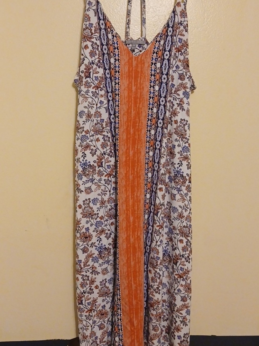 Bohemian Floral Dress with Orange Center Panel